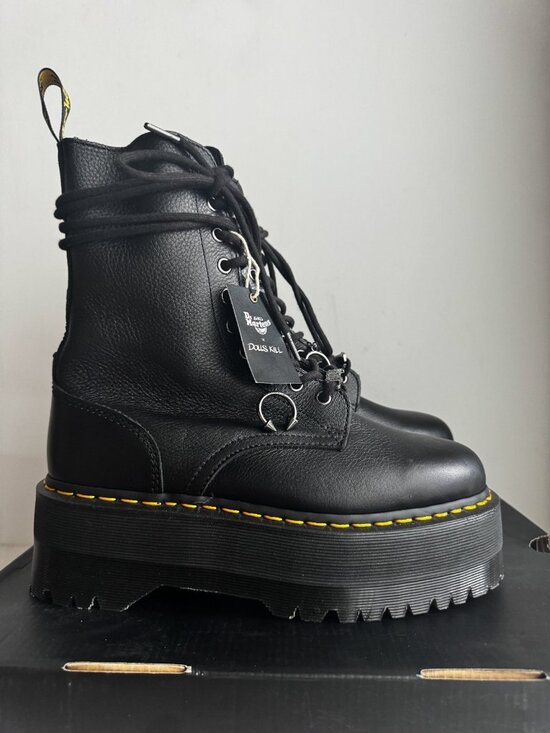 Doc Martens X Dolls Kill Black Leather Boots 9 - Picture 4 of 11